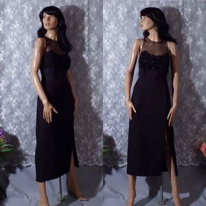 Vintage 90s Dress 1990s Black Evening Prom Formal Long Maxi Halter Size Medium